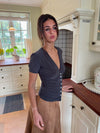 Abby top with buttons - Grey