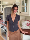 Abby top with buttons - Grey