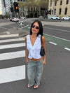 Scandivv top with big ruffles - White