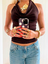 Scandivv draped halterneck top - Dark brown