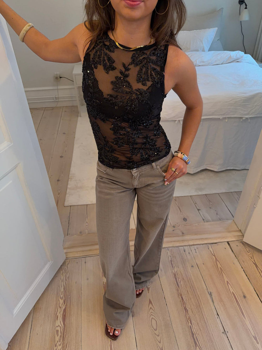 Lorelai top with sequins - Black