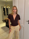 Amelia v-neck top - Brown