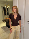 Amelia v-neck top - Brown