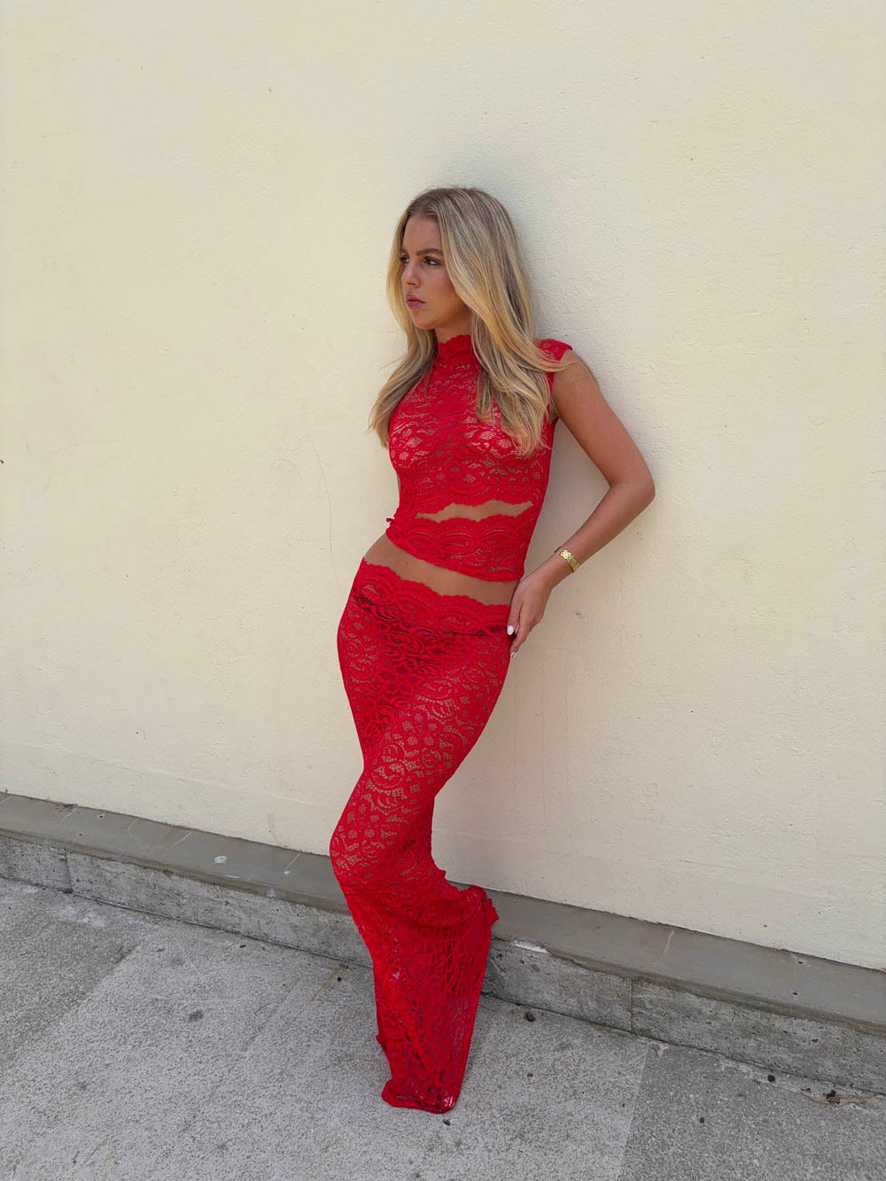 Marisole top in lace - Red