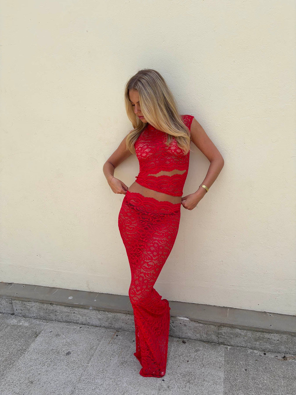Marisole top in lace - Red