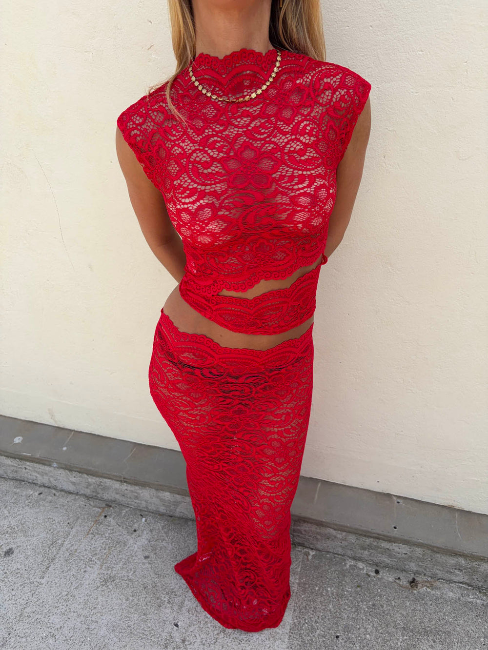 Marisole top in lace - Red