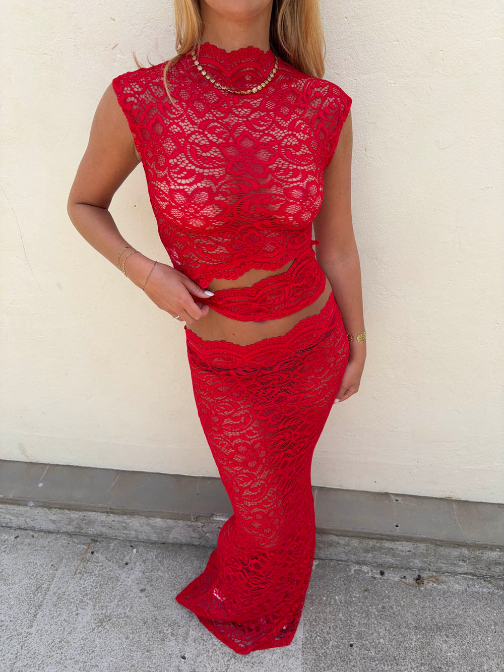 Marisol skirt in lace - Red