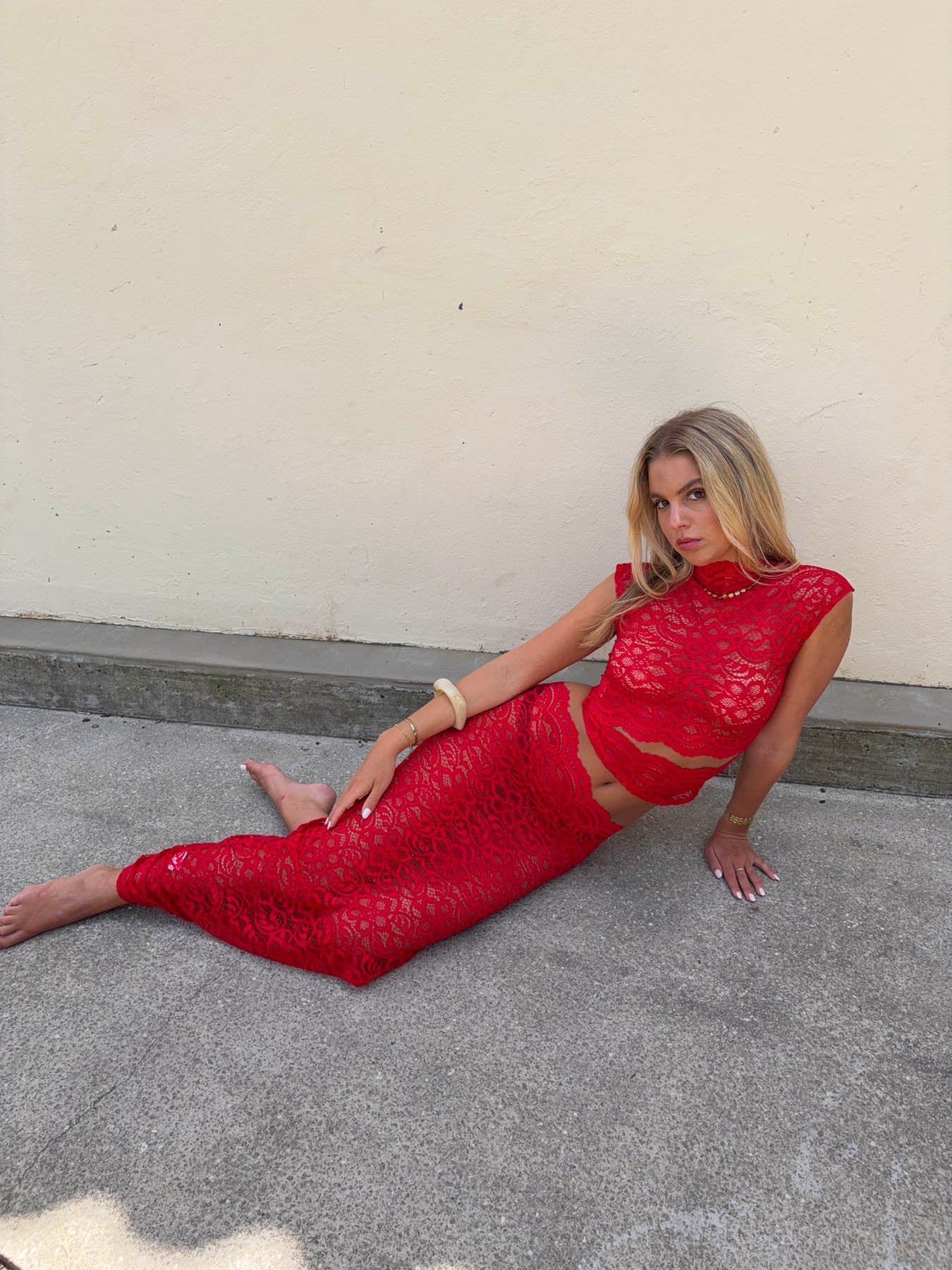 Marisole top in lace - Red – Designbysi.se