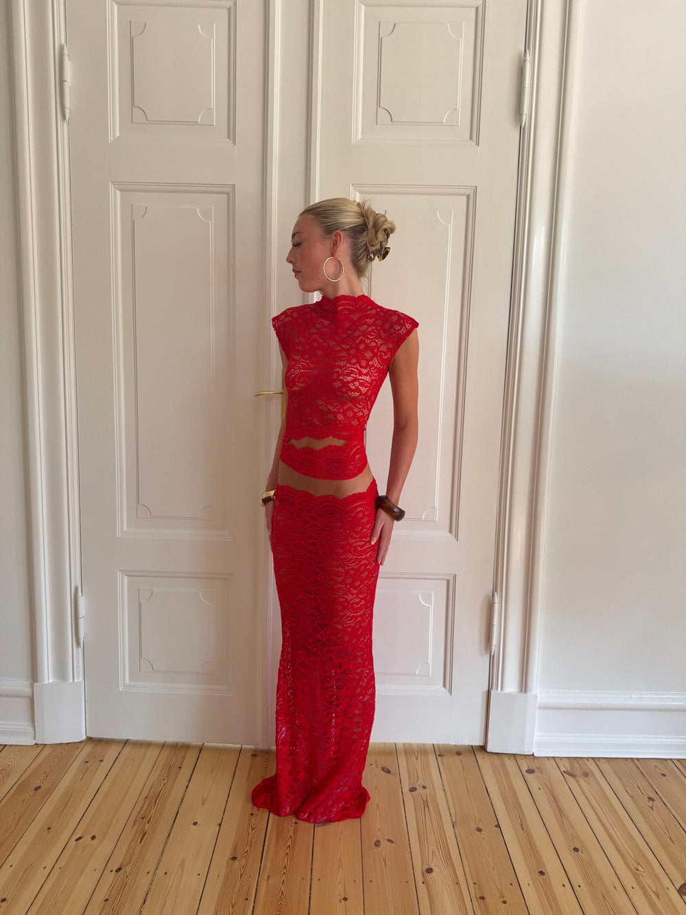 Marisol skirt in lace - Red