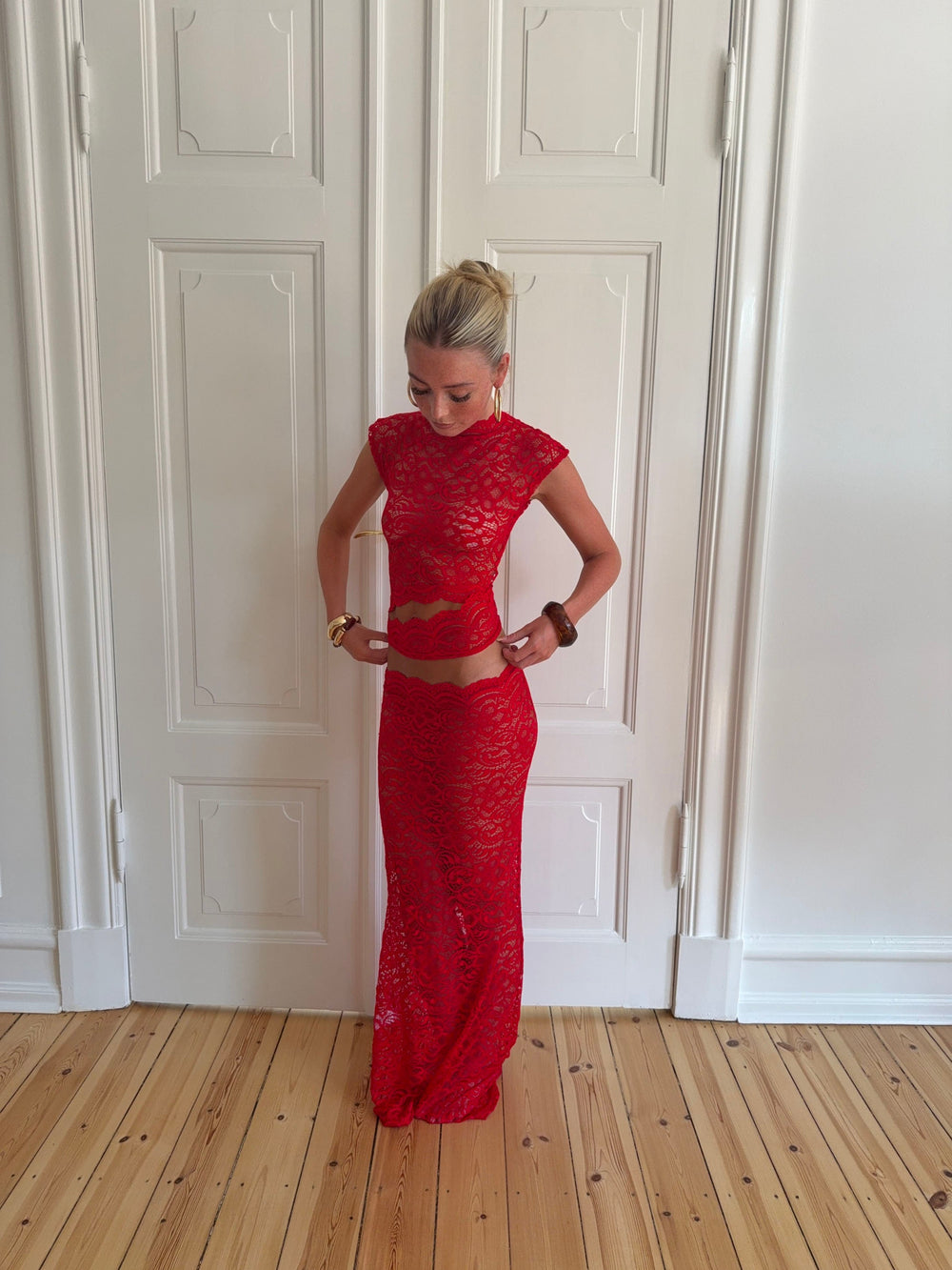 Marisol skirt in lace - Red