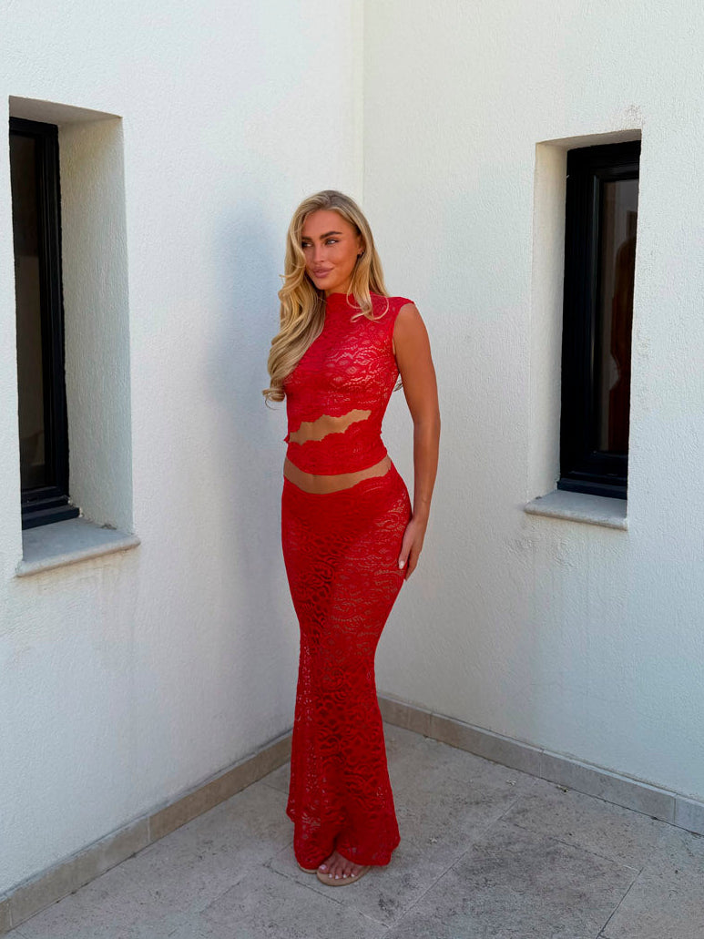 Marisole top in lace - Red