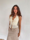 Aisha top with embroidery - Light yellow
