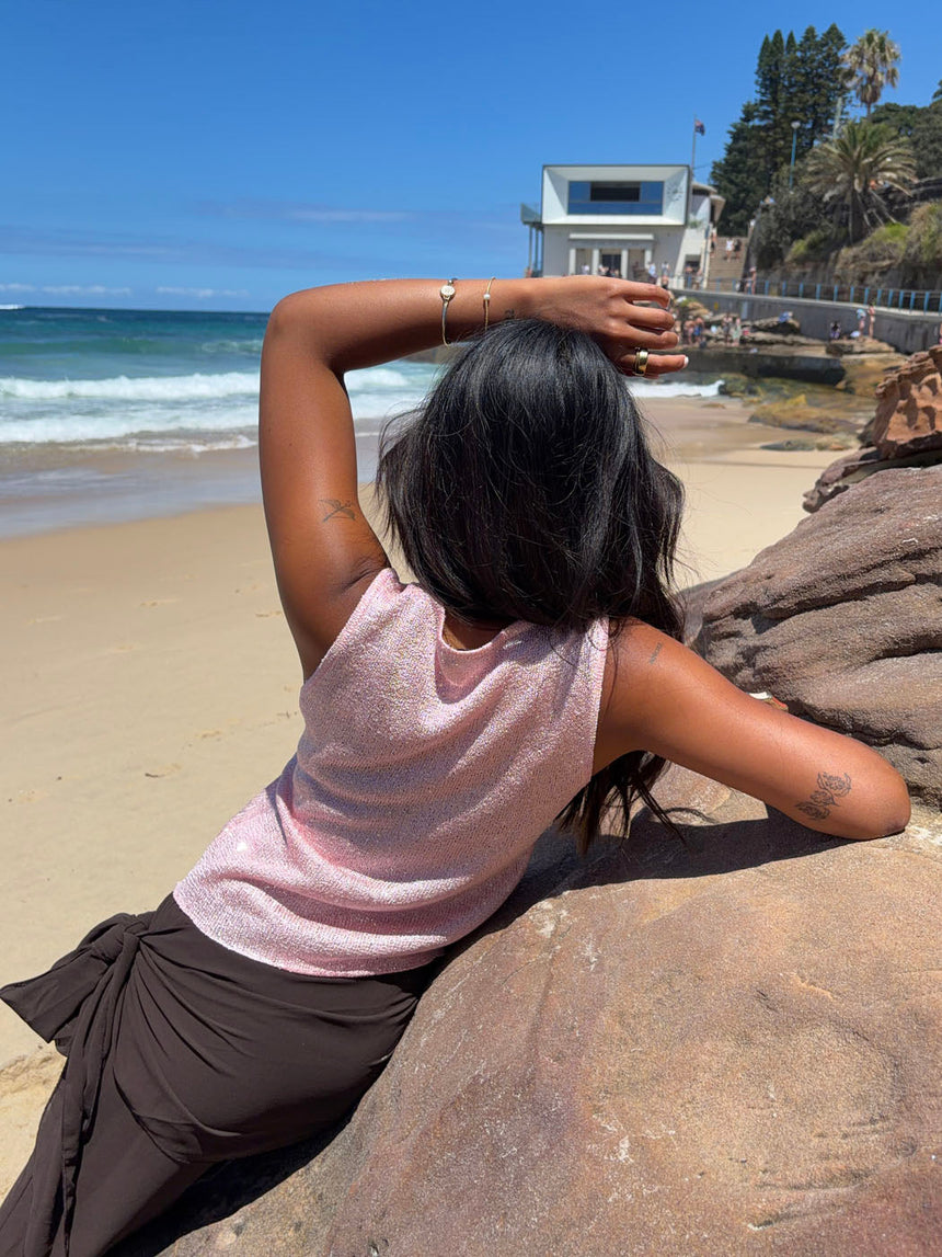 Silja top with glitter - Pink