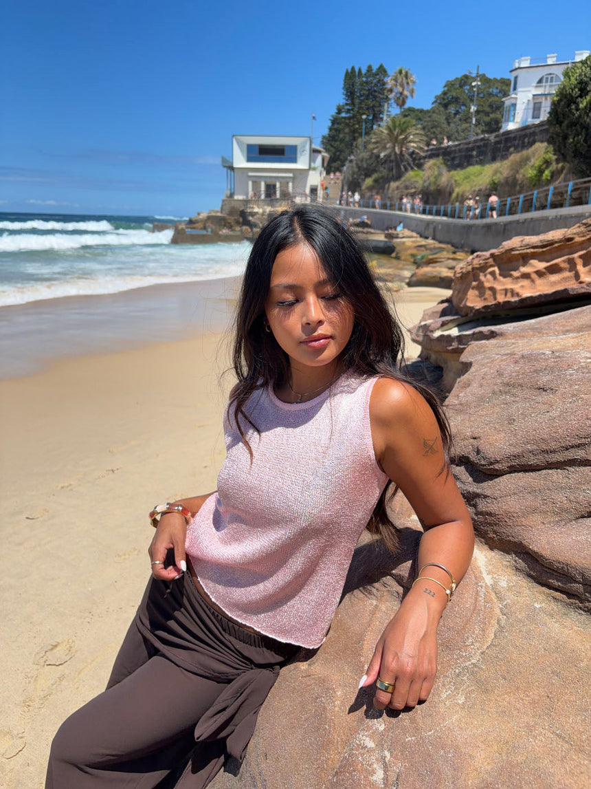 Silja top with glitter - Pink