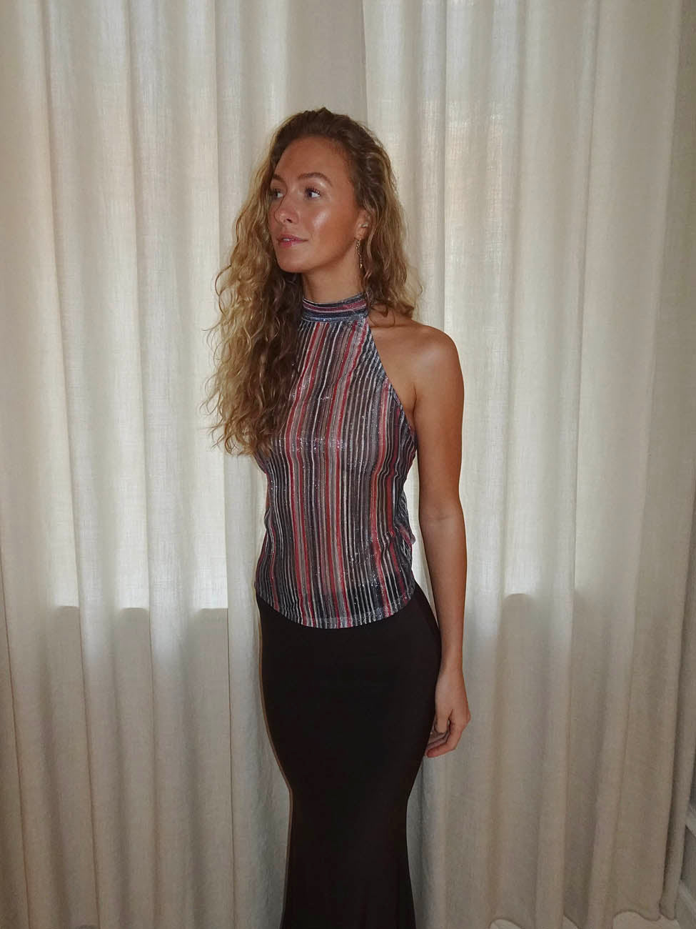 Bellaline glitter top with open back - Multicolored