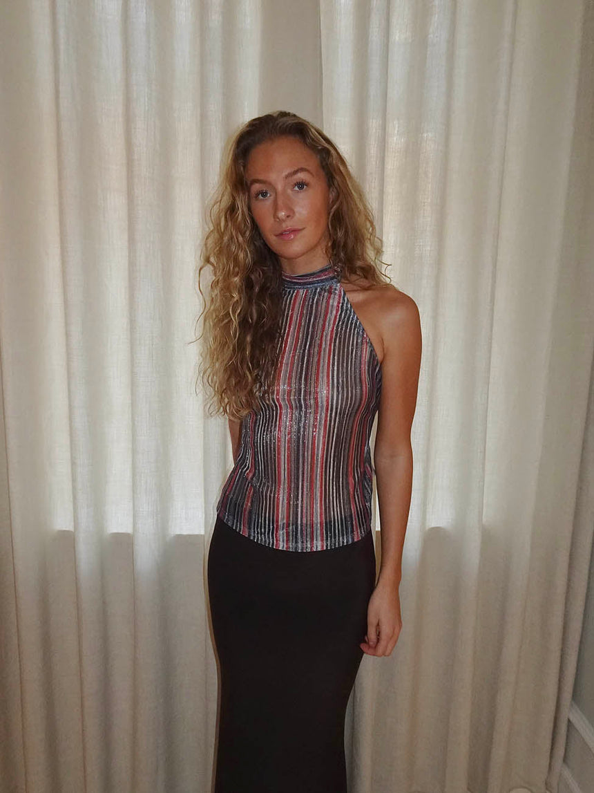 Bellaline glitter top with open back - Multicolored