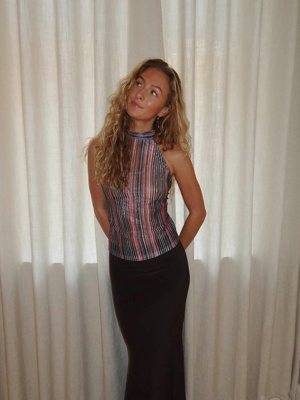 Bellaline glitter top with open back - Multicolored