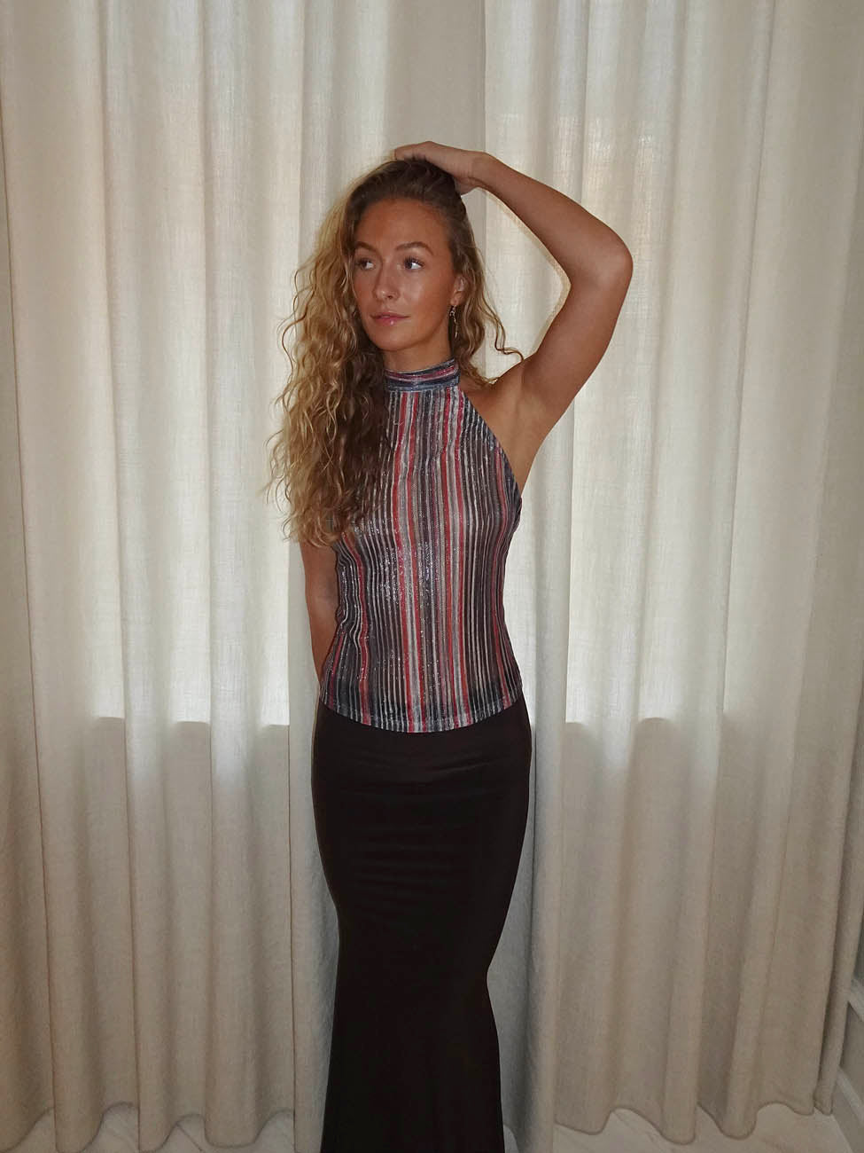 Bellaline glitter top with open back - Multicolored