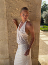 Sasseline halterneck top in mesh with dots - White