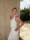 Sasseline halterneck top in mesh with dots - White