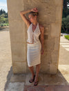 Sasseline halterneck top in mesh with dots - White