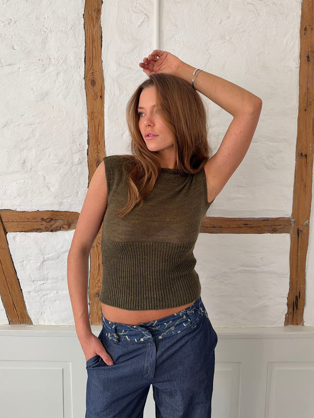 Beatrice knitted top – Olive green