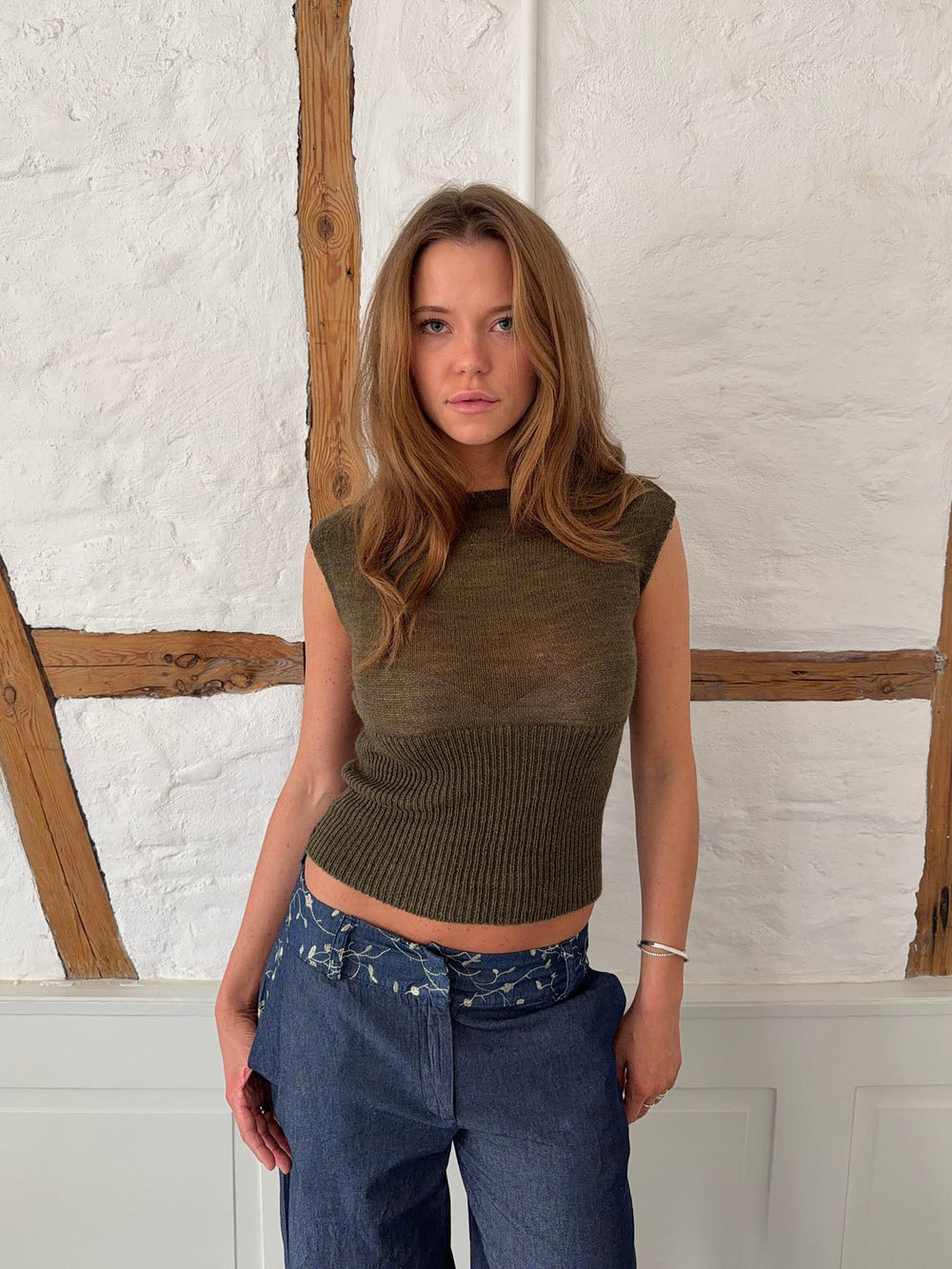 Beatrice knitted top – Olive green