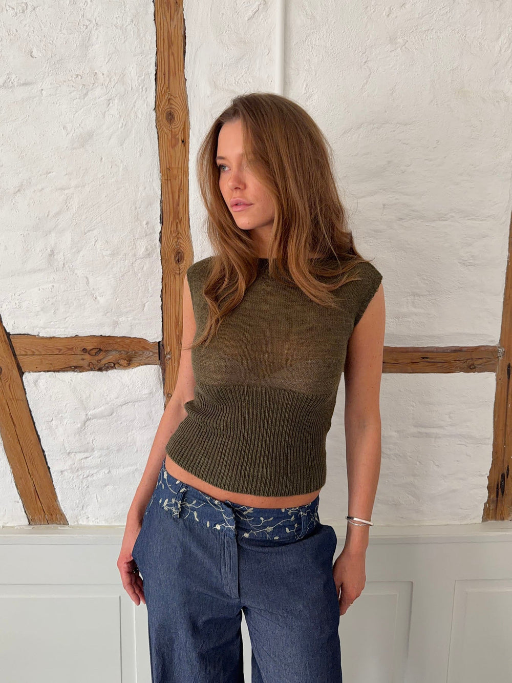 Beatrice knitted top – Olive green