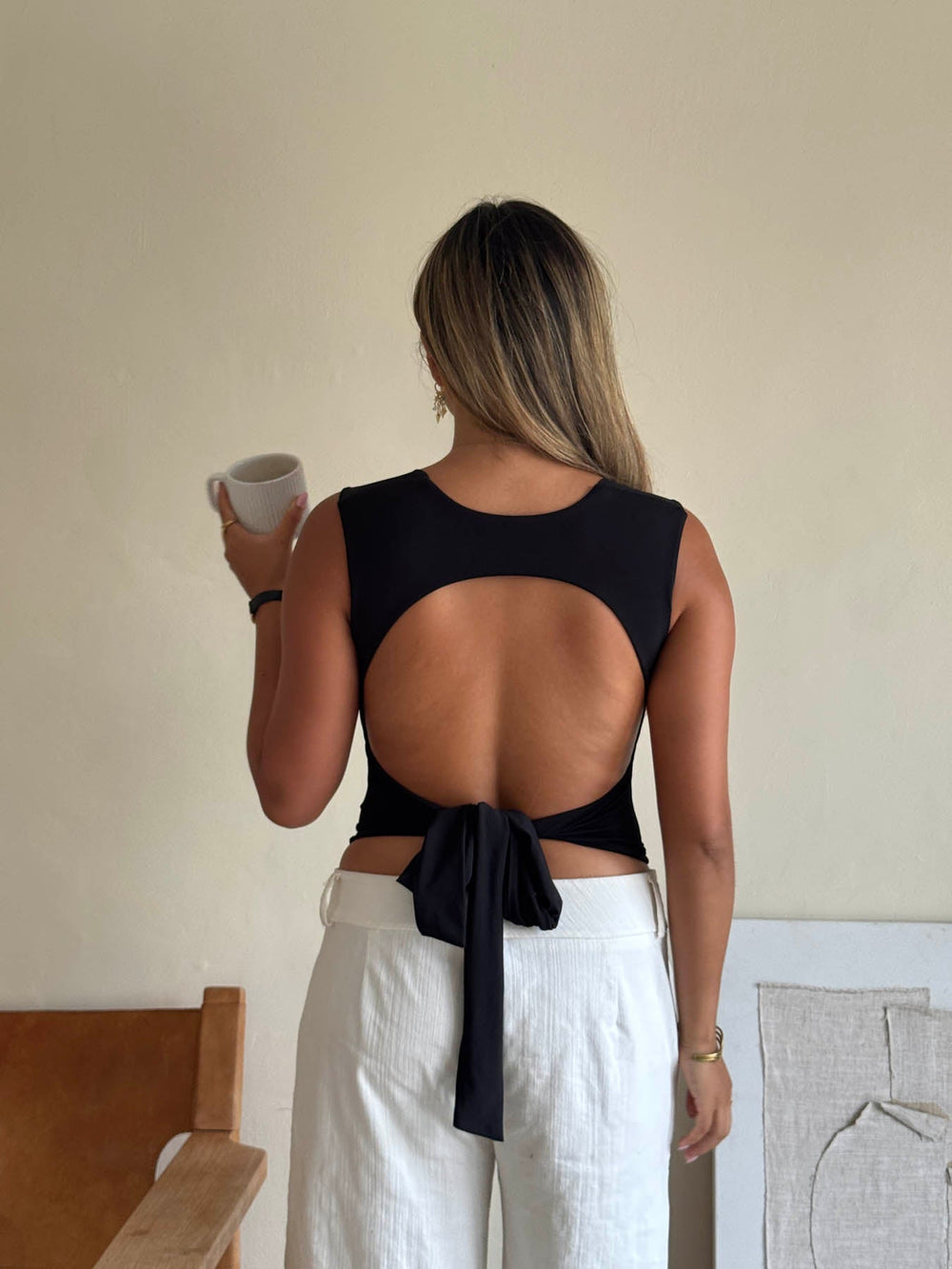 Lullia open back top - Black