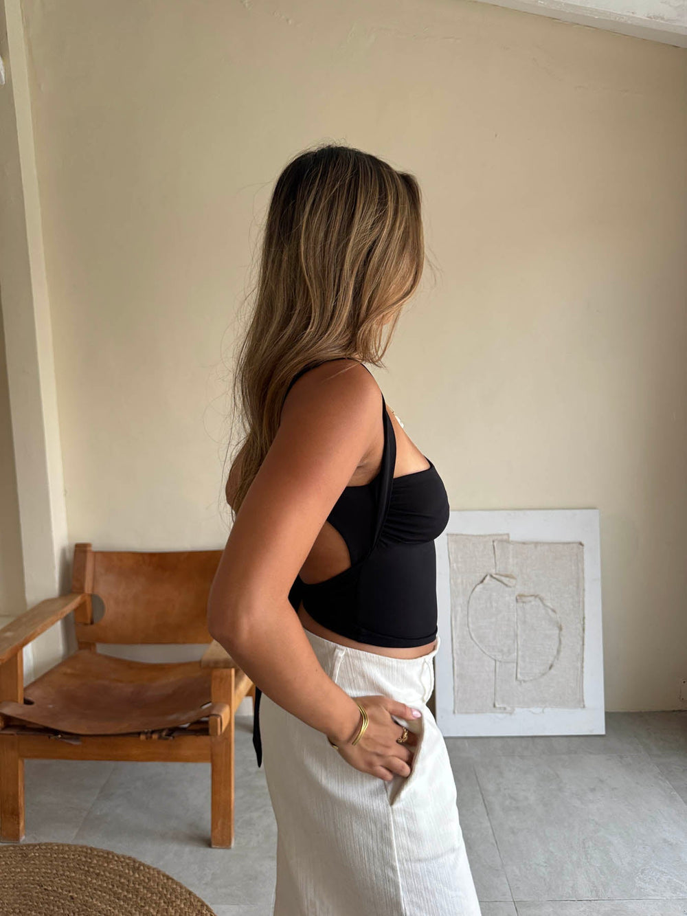 Lullia open back top - Black