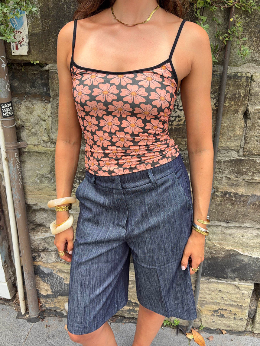 Rania top with flowers – black/orange