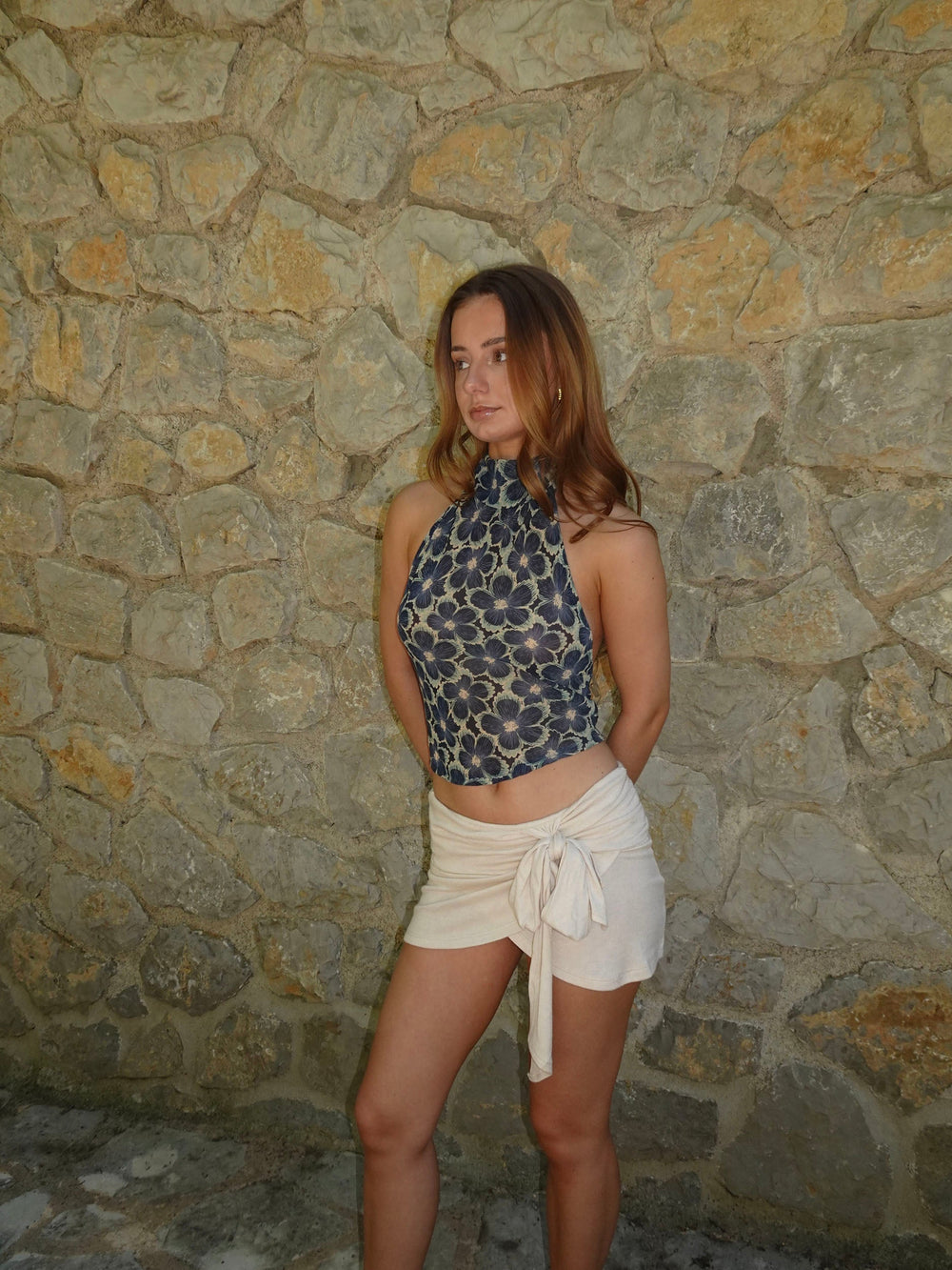 Zira top with floral pattern - Blue