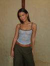 Nadja top with lace - Blue/brown