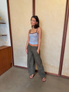 Nadja top with lace - Blue/brown
