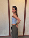 Nadja top with lace - Blue/brown