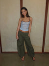 Nadja top with lace - Blue/brown