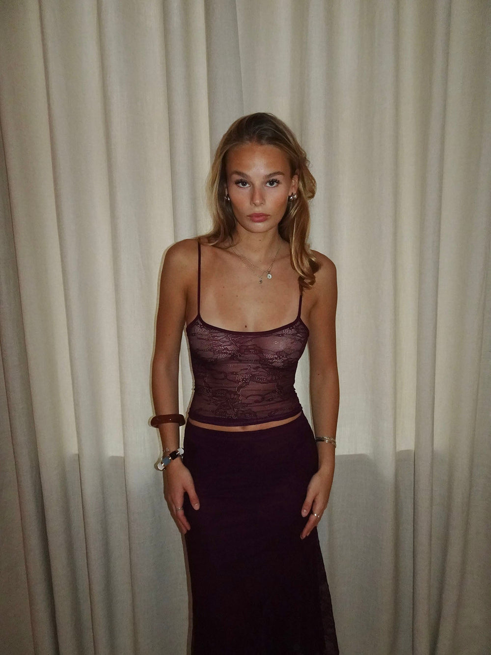 Nadja top with lace - Purple