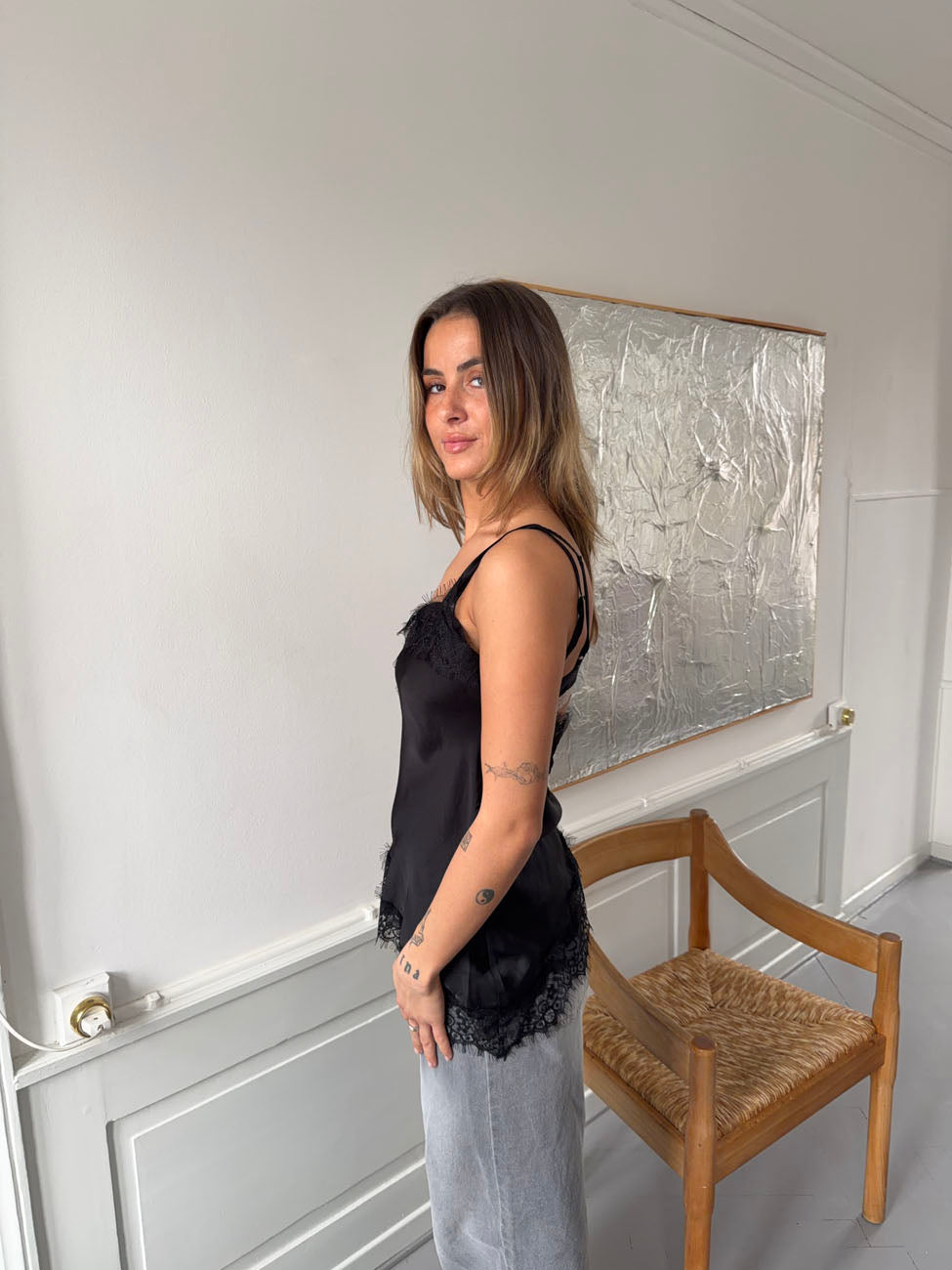 Dixia top with lace - Black