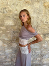 Cameline top with lace - Beige/white