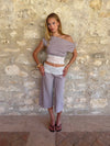 Cameline top with lace - Beige/white