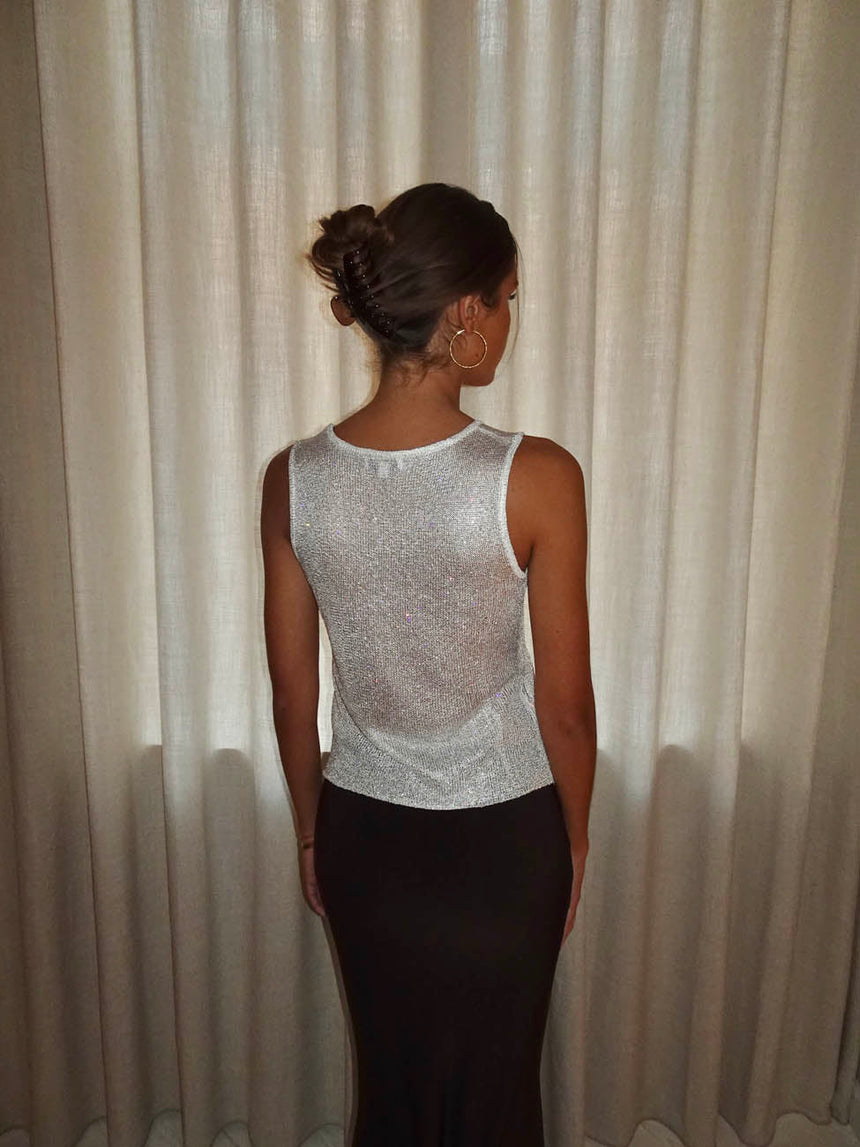 Silja top with glitter - White
