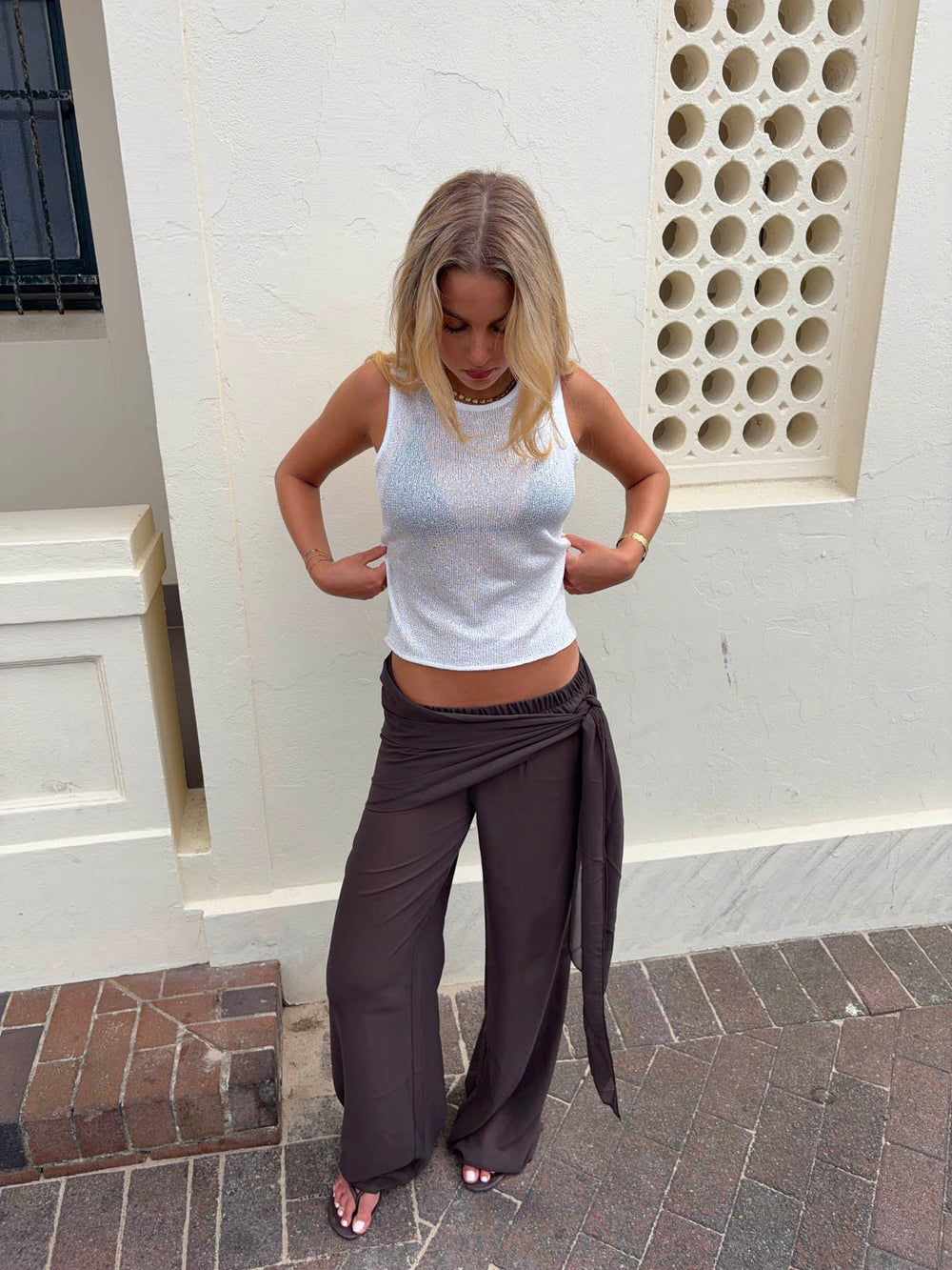 Silja top with glitter - White