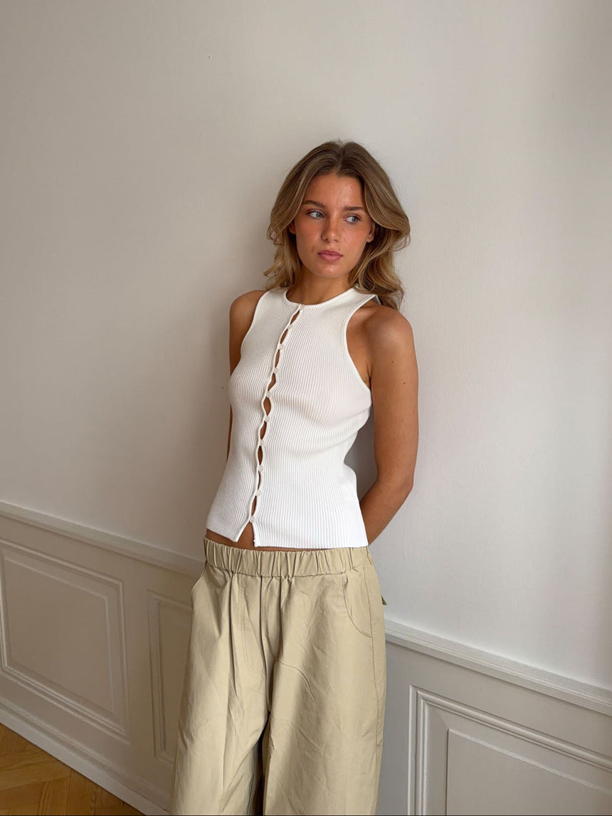 Lali top with buttons – White