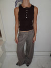 Dilly top with buttons  - Brown
