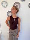 Dilly top with buttons  - Brown
