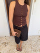 Lali top with buttons - Brown