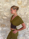 Livia top with pattern - Grøn/kaki