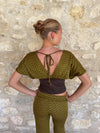 Livia top with pattern - Grøn/kaki