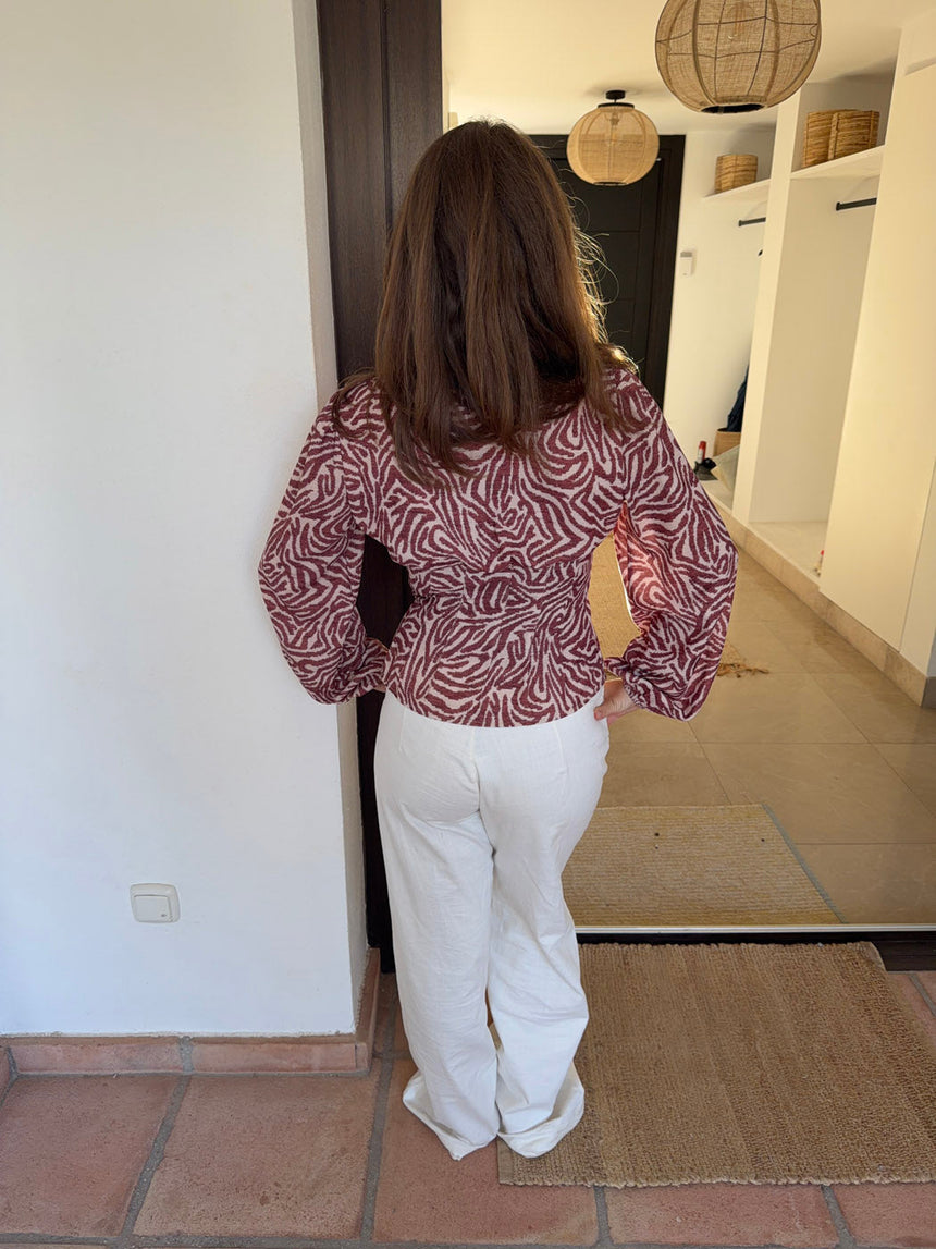 Alissa blouse with pattern - Red/white