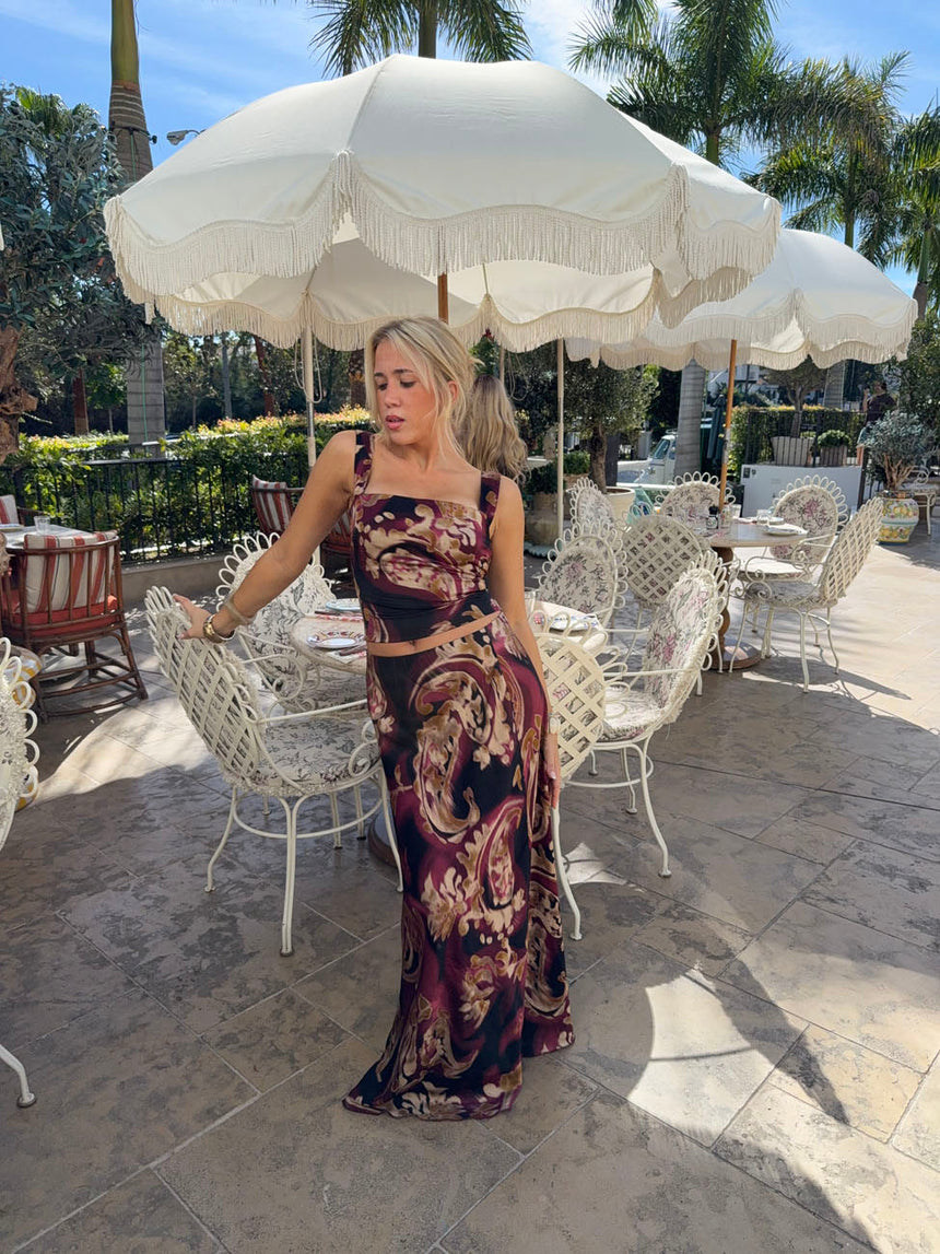 Tilyana top with pattern – black/beige/purple